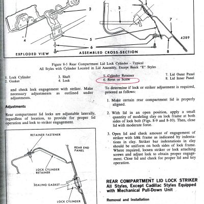 Trunk Lock Retainer